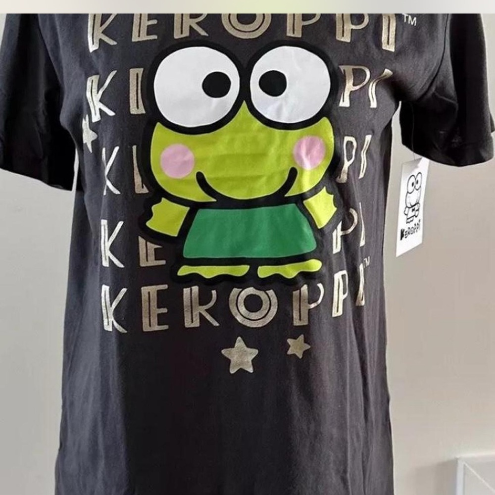 Keroppi Sanrio Hello Kitty Shirt medium Dark Gray Short Sleeve Unisex NWT - Picture 2 of 4